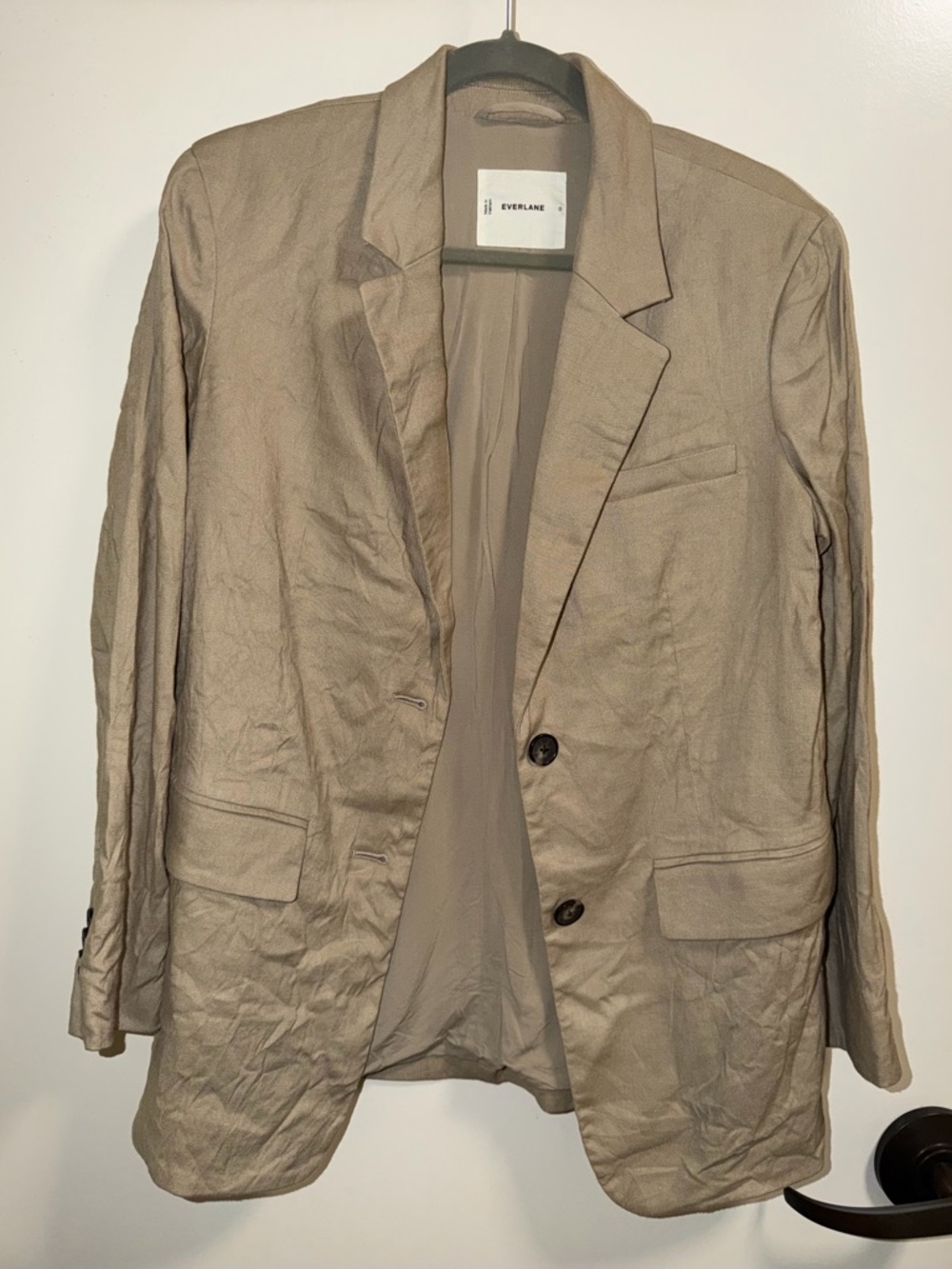 Everlane - The Oversized Blazer in Stretch Linen - Color Khaki